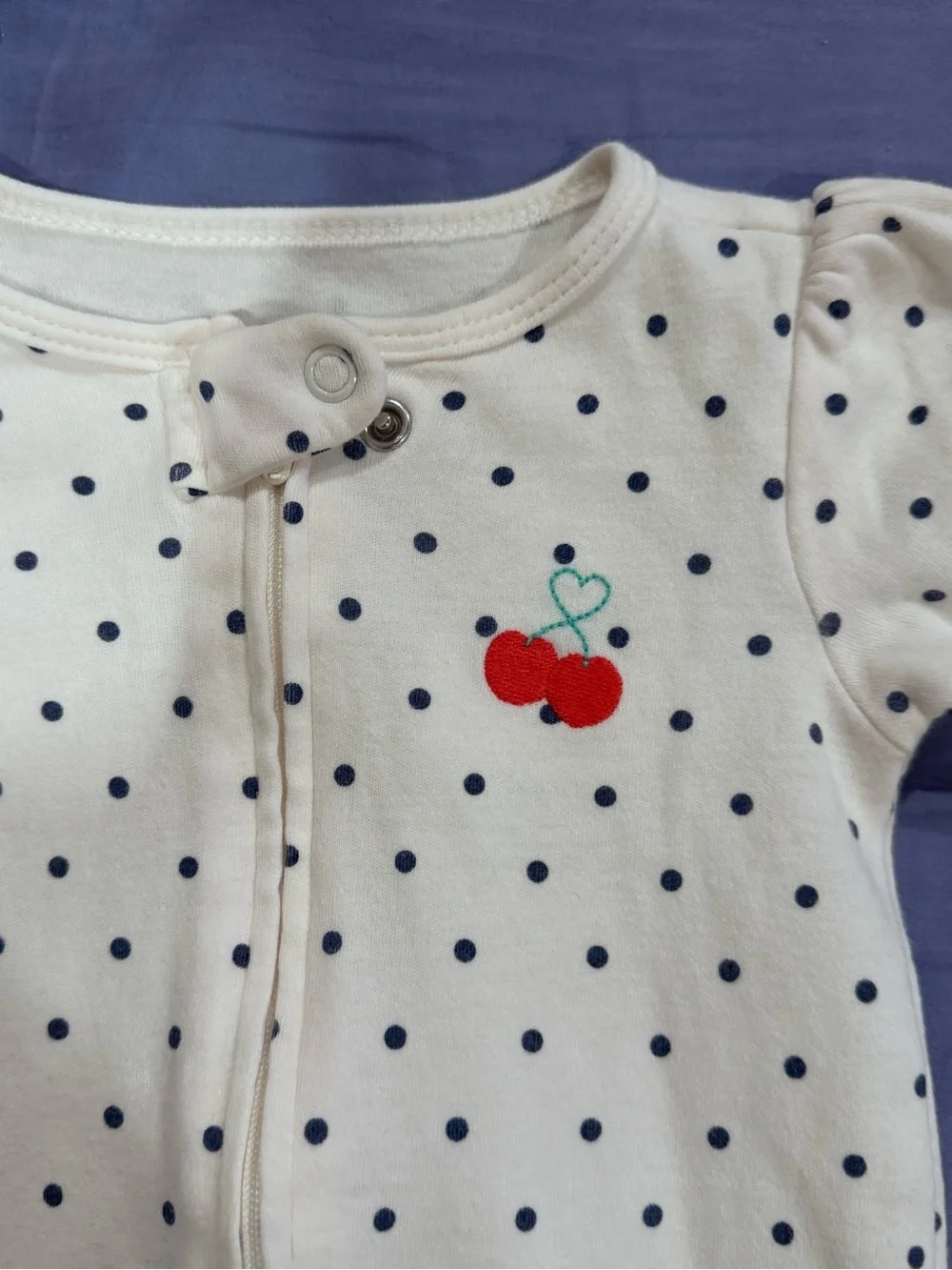Carter's White Polka Dot Footed One-Piece with Red Strawberry Feet